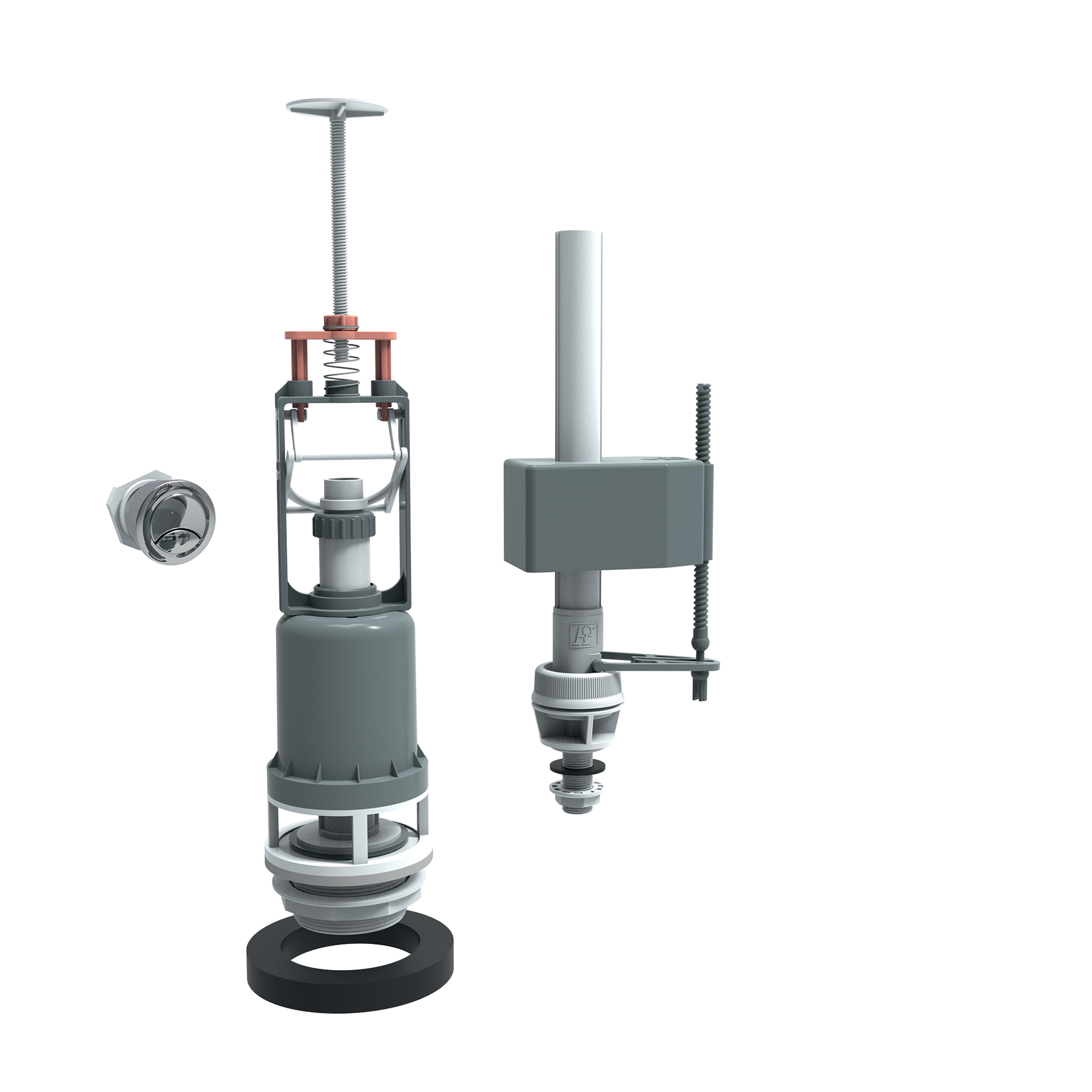 ensemble mecanisme de chasse a bouton poussoir avec flotteur alimentation basse
