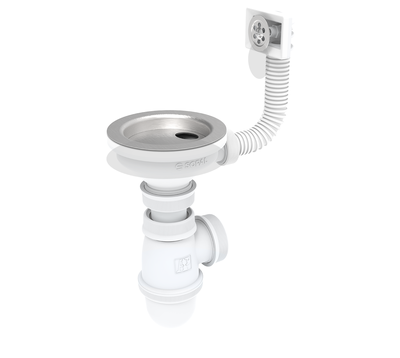 vidage evier inox mono-bac avec trop-plein