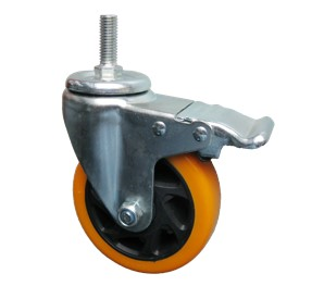 roulette pivot tige + frein polymide orange