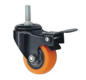 roulette pivot 50 tige + frein polymide orange