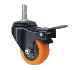 roulette pivot 50 tige + frein polymide orange
