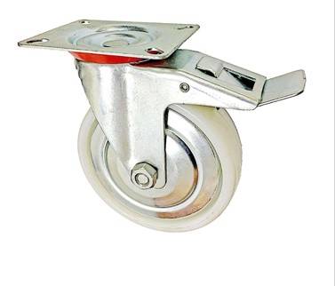 roulette pivot plaque + frein blanc **rosace**