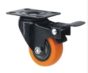 roulette pivot plaque + frein polymide orange