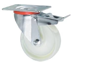 roulette pivot plaque + frein blanc