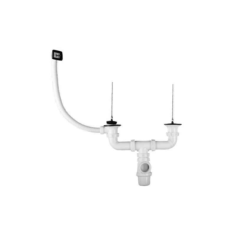 vidage evier inox double bac avec trop plein