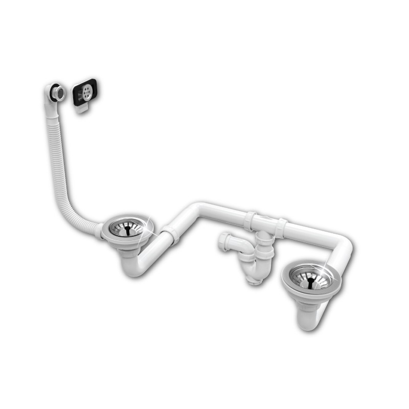 vidage évier grès / évier inox à panier ø 90 double bac